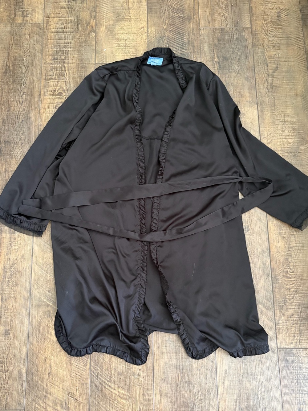 Simply Vera Vera Wang Black Ruffled Belted Trench Coat